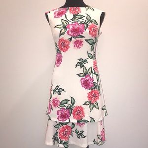 Eliza J NWOT sz0 off white pink/green floral dress